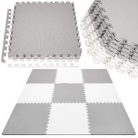 Mata piankowa kwadraty 179x179 cm szare puzzle dla dzieci, do ćwiczeń pianka EVA