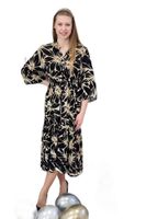 Zwiewna Sukienka w Kwiaty Czarno-beżowa UNI