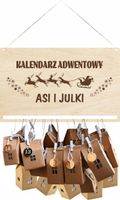 KALENDARZ ADWENTOWY Drewniany + 24 Domki Zestaw