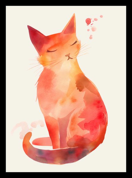 Plakat 20,5x28,4cm Akwarelowy Kot zdjęcie 2