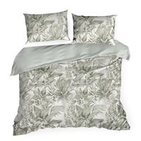 Pościel SPRING 220x200 + 70x80 miętowa roślinnym wzorem satyna