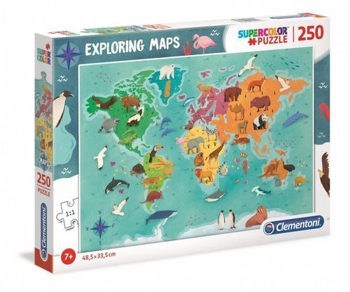 Puzzle 250 ele EXPLORING MAPS Animals in the World na Arena.pl
