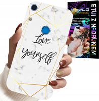 ETUI DO HUAWEI Y6S - BIAŁY MARMUREK W ZŁOTE RAMKI LOVE YOU