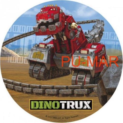 Opłatek na tort Urodziny Dino Trux Robot Maszyna Postać Tekst Gratis na Arena.pl