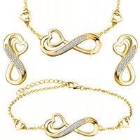 SREBRNY KOMPLET BIŻUTERII DAMSKIEJ ZESTAW BIŻUTERII POZŁACANE SREBRO 925