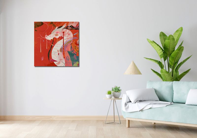 Obraz 70x70cm Orientacyjny Smok zdjęcie 2