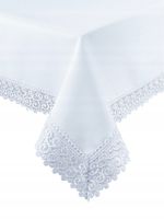 Obrus plamoodporny 140x240 biały gipiura koronka Elegancki na stół salonu