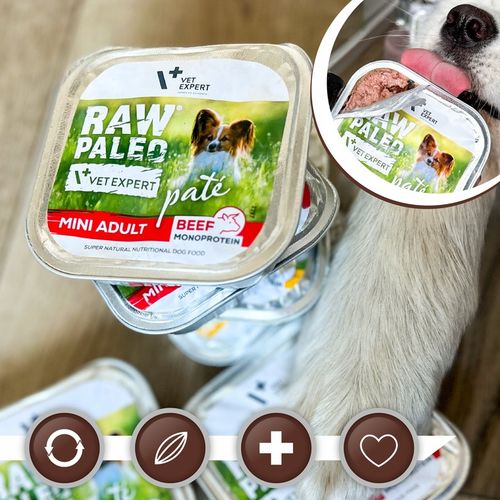 Mokra karma dla psów dorosłych małych ras wołowina Raw Paleo Pate 12x150g na Arena.pl