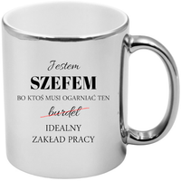 KUBEK SREBRNY PREMIUM DLA SZEFA URODZINY IMIENINY ŚMIESZNY PREZENT