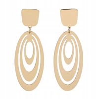 Xuping - piękne kolczyki stal chirurgiczna trzy owale wiszące kolor złoty