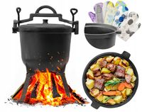 Kociołek ŻELIWNY 10L + GRATIS rękawica PIECZONKI PRAŻONE DUSZONKI