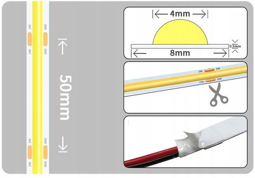 Taśma LED Neon COB 24V 10m 320 diod 4000K BIAŁA NEUTRALNA WODOODPORNA na Arena.pl