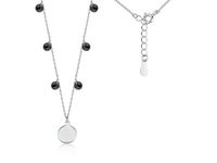 Rodowany srebrny naszyjnik gwiazd celebrytka choker kółko circle czarne cyrkonie srebro 925 Z1709N