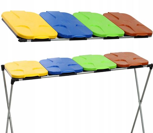 stojak do segregacji odpadów (4-stanowiskowy) niebieski, zielony, brązowy na Arena.pl