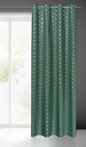 Zasłona gotowa na przelotkach CUBE 140x250 Eurofirany ciemny zielony/srebrny zdjęcie 2