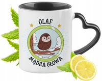Kubek Czarny Z Uszkiem W Kształcie Serca Dla Olafa Idealny Na Prezent