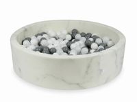Suchy basen 110x30 marmur z piłeczkami 400szt (białe, szare, białe sweterkowe)