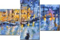 60 90CM OBRAZ 3 ELEM WENECJA NOCĄ ŚCIENNY DRUK PŁÓTNO