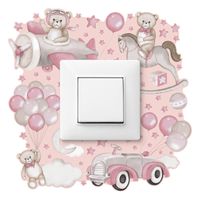 Naklejka Pod Kontakt Dla Dzieci Balony Misie Gwiazdy Samolot 20cm x 20cm