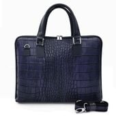 VERA PELLE torebka skórzana teczka A4 kroko torba na laptopa V446 granatowa