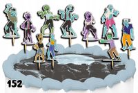 TOPPERY NA TORT OZDOBNE DEKORACJA ZESTAW - ZOMBIE ZOMBI APOKALIPSA 10szt.