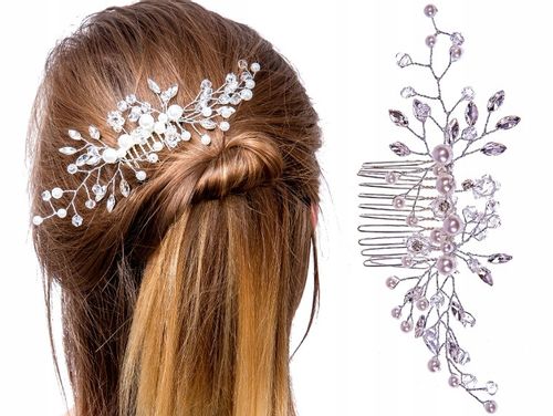 Do Włosów Srebrny Grzebyk Ozdoba Perełki Kryształy na Arena.pl