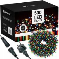 LAMPKI CHOINKOWE 500 LED ZEWNĘTRZNE STAŁE ŚWIATŁO ŚWIĄTECZNE MULTIKOLOR