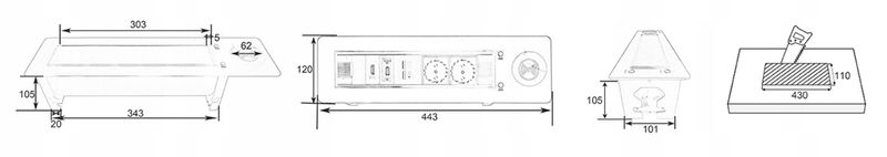 Gniazdo obrotowe blatowe do biurka mediaport indukcja HDMI SPS-E25S zdjęcie 7