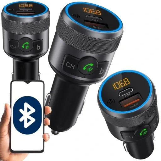 TRANSMITER FM BLUETOOTH USB TYP C QC 3.0 + PD BASS zdjęcie 1