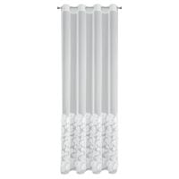 Firana gotowa z aplikacją w kwiaty JASMIN 140x250 biała przelotki