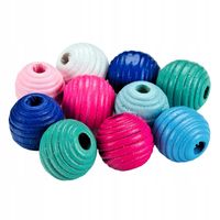 Drewniane koraliki KULA 13mm pożebrowane 20szt mix