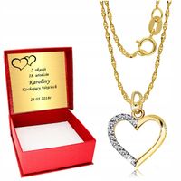 Złoty Naszyjnik Serce Serduszko Na prezent ZŁOTO 333 Grawer