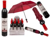 Elegancka Bordowa Parasolka w Etui w kształcie Butelki Wina