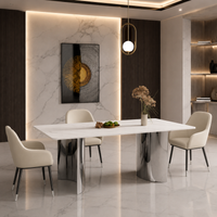 Stół srebrny Glamour Nowojorski Wenecja z blatem o wzorze marmuru 180x90x75