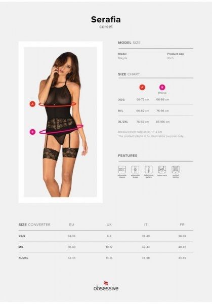 Obsessive Gorset i stringi Serafia czarne M/L zdjęcie 4