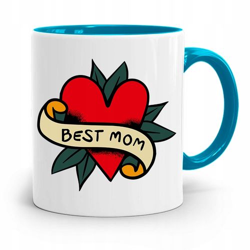 Kubek Błękitny Dla Mamy Matki Best Mom Prezent Z Nadrukiem Ze Zdjęciem na Arena.pl