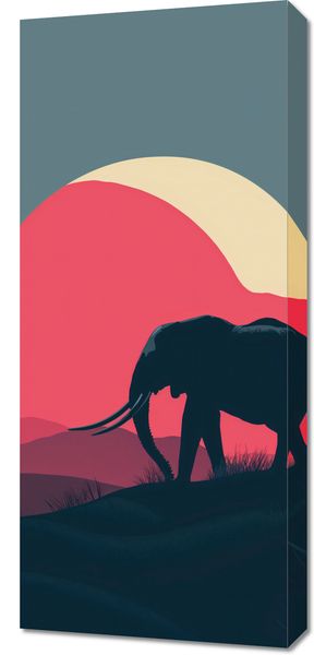 Obraz 40x90cm Słoń przy Czerwieni zdjęcie 1