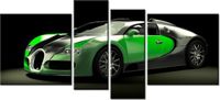 120CM 55 OBRAZ 4 ELEM ZIELONE BUGATTI VEYRON ŚCIENNY