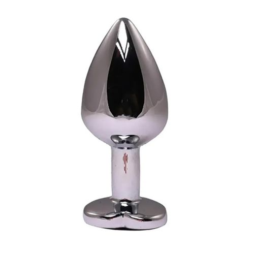silver small heart-shaped butt plug with black crystal na Arena.pl