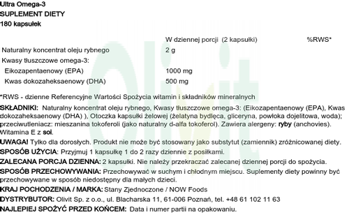 Ultra Omega-3 180szt na Arena.pl