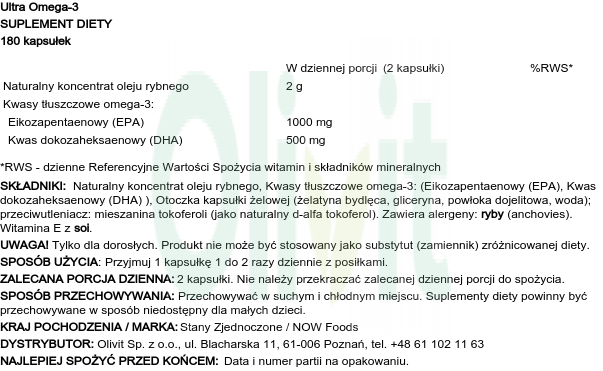 Ultra Omega-3 180szt zdjęcie 2