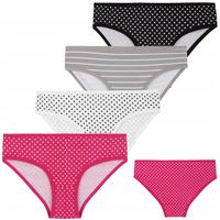 Majtki Figi Dziewczęce Bawełniane Kropki Paski Dziecięce MORA 4-szt 98-104