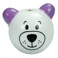 Drewniana główka MIŚ misie buzia 24mm biały