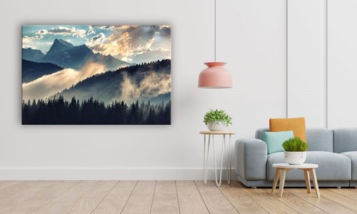 OBRAZ NA PŁÓTNIE 061 Mgła w górach 100x70cm na Arena.pl