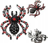 Broszka Pająk Srebrna Czerwona Czarna Tarantula