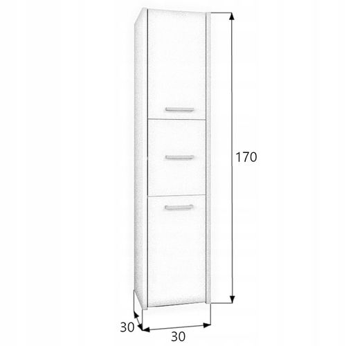 SZAFKA ŁAZIENKOWA REGAŁ SŁUPEK 30cm 3 DRZWI BIAŁA L-23 na Arena.pl