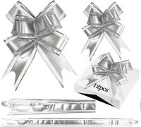 Zestaw 12 Kokard Prezentowych Srebrne Dwa Rozmiary Dekoracja na Prezenty