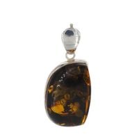 Zawieszka - Bursztyn z łuskami w srebrze