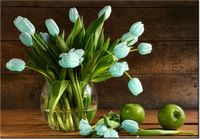 100 70CM OBRAZ PŁÓTNO NIEBIESKI TULIPAN PŁÓTNO RAMA