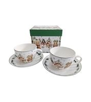 FILIŻANKI ZE SPODKAMI DUO ŚWIĘTA ŚWIĄTECZNA WIOSKA 250 ML X 2 SZT